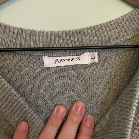 Grey sweater 2 Piece set Oversized Knit Loungewear Loose Slouchy Sweater - Picture 3 of 11